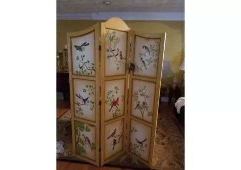 Beautiful hand-painted trifold room divider.  New with tags.